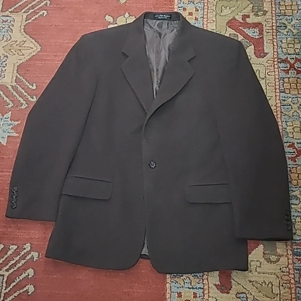 VTG CHOCOLATE BROWN CASHMERE WOVEN IN ITALY SPORT COAT BLAZER - Picture 4 of 11